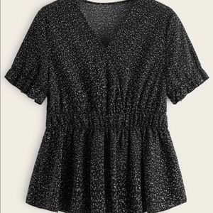 SHEIN Dalmatian Print V Neck Blouse (Plus Sise 2X)